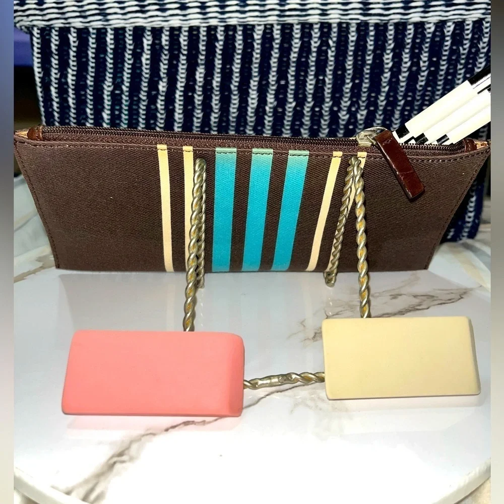 HP🎉Kate Spade New York Becca Pencil Case Andy Stripe, NWT, Vintage, Rare
